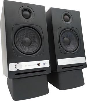 Audioengine A2 HD Black Powered Bluetooth Desktop Speakers and DS1 Stands