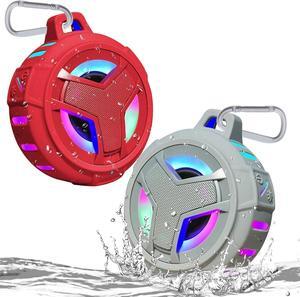 EBODA Bluetooth Shower Speaker, Waterproof Portable Wireless Speakers, IP67 Waterproof Outdoor Speaker Wireless with LED Light, Floating, 2000mAh, Hands-Free for Shower, Pool, Beach, Girls, Women
