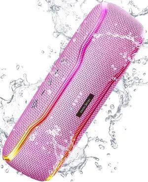 Portable Bluetooth Speaker, IPX7 Waterproof Wireless Speaker with Colorful Flashing Lights, 24H Playtime, 100ft Bluetooth Range, Outdoor, Home Speaker, TWS Pairing for Women, Girls Gift - Pink