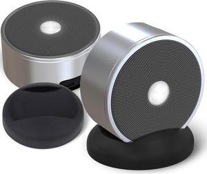 Dual Bluetooth Speakers - Built In Mic For Phone Calls - Multiple Pairing Bluetooth Speakers Set of 2 - Wireless Computer Speakers - TF SD Card Birthday Graduation Gift Idea For Boys Girls Silver