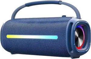 Portable Bluetooth Speaker, Outdoor Waterproof Wireless Speaker with Colorful Flashing Lights, 20W Super Bass, TWS Pairing Suitable for Outdoor, Party, Home, Beach, Travel (Blue)