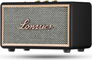 Retro Wooden Portable Wireless 10000mAh Battery 80W Loud Bass Subwoofer TWS Bluetooth Speaker with AUX Input, SD Card Slot, USB Port for Outdoor Party-Black