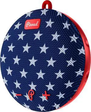 Pinned 2.0 Dart Speaker - USB-C Rechargeable, 10+ Hour Battery, IPX7 Waterproof, Bag Clip Carabiner - Portable Bluetooth Speakers - Magnetic Golf Cart Speakers Bluetooth, American Flag