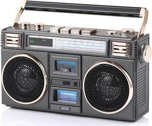 ANTPO Retro Vintage Radio Bluetooth Speakers Vintage Decor Small Wireless Speakers Stereo Radio Portable FM with Rich Bass Speakers Support TF Card for Home/Outdoor/Gift