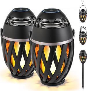 Outdoor Speakers Bluetooth Waterproof Wireless, Gifts for Women/Mom/Men/Dad, Bluetooth 5.1, Torch Ambient Light, LED Flame Speaker, Dual Pairing, Camping Patio Accessories