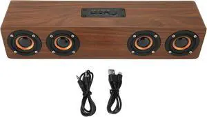 Yoidesu Retro Bluetooth Speaker, Wooden Subwoofer Speaker Surround Sound Hands Calling Speaker Built in HD mic for Laptop Cellphone(Brown Wood Grain (Export))