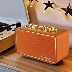 Bluetooth Speaker Vintage Retro Bluetooth Speaker Portable Bluetooth Speaker Small Wireless Bluetooth Speaker Old Fashion Style Vintage Classic Wooden Speaker Retro Decor Speaker (Retro Orange)