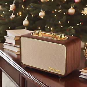 Bluetooth Speaker Vintage Retro Bluetooth Speaker Portable Bluetooth Speaker Small Wireless Bluetooth Speaker Old Retro Bluetooth Speaker Classic Wooden Speaker For Home Office Desk(Retro Dark Wood)