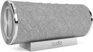 Sudio Femtio Portable Bluetooth Speakers - Wireless, IPX6 Waterproof, Dual Play, with Microphone, 14h Play Time, for Android and iOS (Silver)