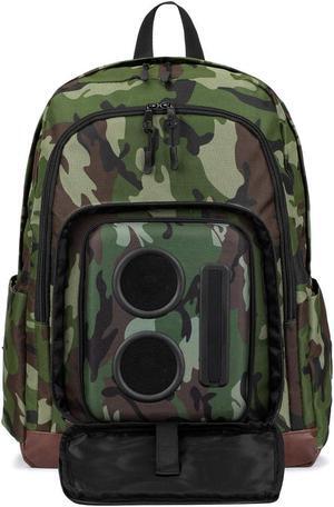 Bluetooth Speaker Backpack with 20-Watt Speakers & Subwoofer for Parties/Festivals/Beach/. Rechargeable, Works with iPhone & Android (Camouflage, Latest Premium Edition)