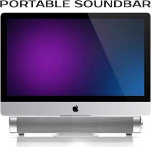 Powerful Portable Soundbar for iMac MacBook PC iPhone Bluetooth 3.0 +EDR, Speakerphone, Powerful 1800mAh Lithium Battery, Super Bass, 3D Stereo Surround Sound 2.0 Channel, Home Cinema System (Silver)