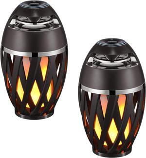 2 Pack Outdoor Bluetooth Speaker,Portable LED Speaker,Waterproof Speaker with Column,Night Light for Patio Porch Garden Home Backyard Decoration.