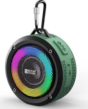 Bluetooth Shower Speaker, Upgraded Portable Shower Speakers Wireless Bluetooth 5.4, IP7 Waterproof Speakers with LED Lights, 12H Playtime, Suction Cup, Lanyard, Handsfree for Pool Bathroom Green