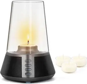 Portable Bluetooth Speaker, Wireless Speaker with Candle Holders,10W Powerful 360° Sound Speaker, TWS Pairing, SD Playback,Real Clear Glass Cover, for Home Decorations