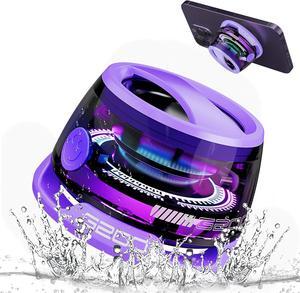 Shower Speaker Bluetooth Waterproof, Portable Cell Phone Stand Bluetooth Speaker, IPX7 Waterproof Mini Wireless Speaker with LED Light, Bluetooth 5.3 Wireless Stereo, for Home, Outdoors, Pool (Purple)