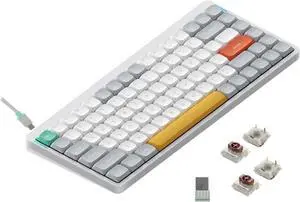 nuphy Air75 V2 Portable 75% Mechanical Keyboard,Wireless Keyboard,Supports Bluetooth/2.4G/USB-C RGB Gaming Keyboard,Compatible with Windows/Mac OS/Linux Systems White-Gateron Brown Switch