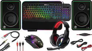 Ritz Gear RGB Gaming Accessories Kit I 4-in-1 LED Combo with Multimedia Keyboard, Optical Mouse, Mouse Pad & Headset with Adapter | for Windows 7+ Desktop, Laptop, Xbox & PS4 with CR4-X 4" Monitors