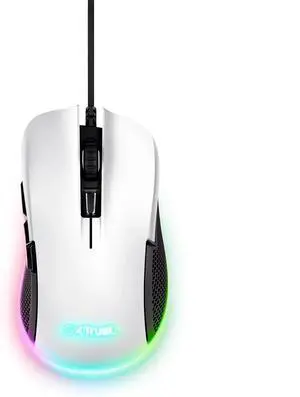 GXT 922W Ybar Gaming Mouse, 68% Recycled Materials, 200-7200 DPI, 6 Programmable Buttons, 2.1 m Braided USB Cable, Advanced Software, RGB Computer Mouse for PC, Laptop, Windows - White