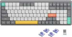nuphy Air96 V2 Wireless Mechanical Keyboard,100 Keys RGB Backlit Keyboard,Supports Bluetooth 5.1,2.4G and Wired Connection,for PC/Laptop/Windows/Mac -Grey Gateron Wisteria Switch