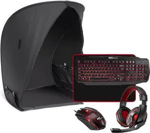 Ritz Gear 4-in-1 Multimedia LED Backlight Computer Combo Kit (Red) & Sun Shade Anti-Glare Screen Hood, Tent for 17" Computer Shield Waterproof Cover for Working Outside Protecting from Sunshine, Rain