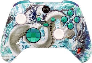 Wireless Custom Controller Compatible with PC, Windows 10+, Series X/S & One (Series X/S White Dragon w/Green Chameleon Inserts)