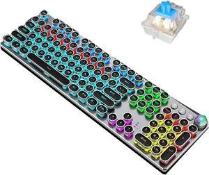 Multifunctional Metal Panel Keyboard,Mechanical Gaming Keyboard, Dual Mode Knob, Multimedia Key Switch for Windows PC Gamer (Color : Black-Green Shaft)