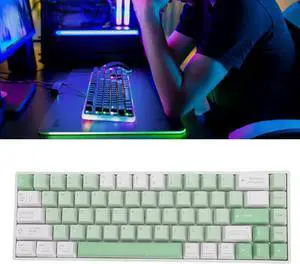 60% Wired Mechanical Gaming Keyboard, RGB Backlit 68 Keys Office Keyboard, 2.4G & BT & Type C Wired Compact Mechanical for for HarmonyOS for Android for iOS, Blue Switch