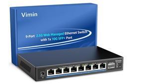 8 Port 2.5G Web Smart Managed Ethernet Switch with 10Gbps SFP+ Uplink,Compatible with 100/1000/2500Mbps Network, 2.5Gbps Management Switch Easy for 2.5Gb NAS,PC,WiFi6 Router,Wireless AP.