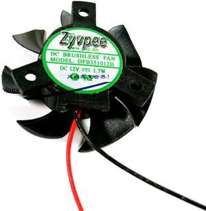 Zyvpee DFB351012H DC12V 1.7W 2 wires ball bearing 31mm frameless vga cooling fan