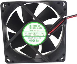 DFB802512H 80*25mm DC 12V 2.0W 2 wires 2 pins 8cm case fan
