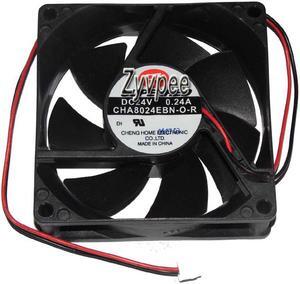 Zyvpee suppred 80mm CHA8024EBN-O-R 24V 0.24A 2 wires 2 pins inverter cooling fan