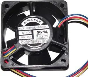 Zyvpee 60mm HDF6025L-12HB-50A 12V 140mA 3 wires 6CM Case Fan 60x25mm