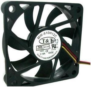 T&T 6010 MW-610H12C square cooling fan with 12V 0.14A 3-wires
