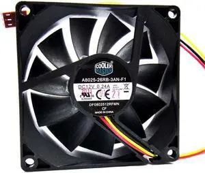 Square Cooling Fan of Cooler Master A8025-26RB-3AN-F1 DF0802512RFMN with 12V 0.24A 3-Wires