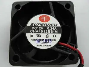 Square Cooling fan of SUPERRED 4020 CHA4012EB-M with 12V 0.24A 2-Wires