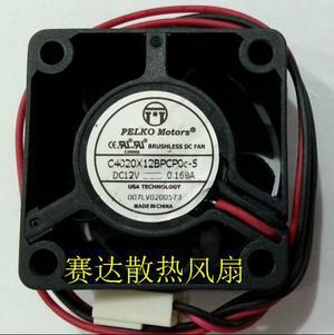 DC square Cooler of PELKO 4020 C4020X12BPCP0c-5 with 12V 0.168A 2-Wires