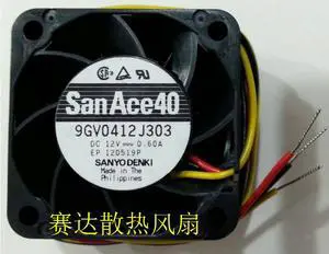DC square Cooler of SANYO 40*28mm 9GV0412J303 with 12V 0.6A 3-Wires switch inverter fan