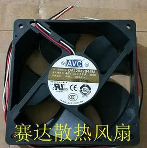 DC Square Cooler of AVC 120*32mm DA12032B48M with 48V 0.12A 3-Wires power fan