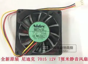 Nidec 7015 12V 0.12A D07R-12B2M 7CM 2-Balls bearing 3-Wires 3Pins Cooling Fan for CPU, case