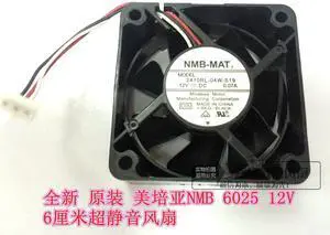 NMB 6025 12V 0.07A 6CM 2410RL-04W-S19 3-Wires 3pins ultral-silence Cooling Fan for Case