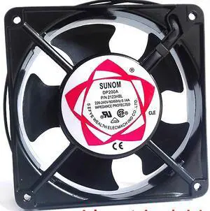SUNOM 12cm DP200A 2123HBL AC 220~240V 0.14A 50/60(Hz) Metal Frame 2-Balls Bearing Cooling Fan For case Box