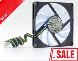 EverFlow 8010 T128010DU  DC square Cooler with 12V 0.35A 4 Wires 4Pins Blue-transparent blades