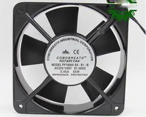 Square ROTARY FP18060 EX-S1-B  AC Axial Fan with Ball Bearing AC 220/240V 50/60Hz 0.45A 65W 2 Wires aluminium alloy Frame