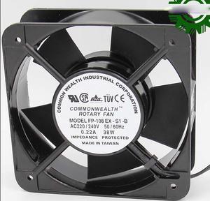 Square ROTARY FP-108EX-S1-B AC Axial Fan with Ball Bearing AC 220/240V 50/60Hz 0.22A 38W 2 Wires aluminium alloy Frame
