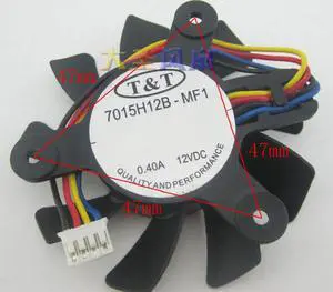 T&T 7015H12B-MF1 Ball bearing Cooling Fan with 12V0.40A 4Wires 4 Pins Connector for video Card