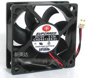 Original superred CHD6012BS(E) 6020 6CM Sleeve bearing DC Cooling fan with 12V 0.12A 2 Wires 2pins Connector 60*60*20MM