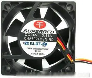 Superred CHA6024CSN-RD 6025 DC Sleeve bearing Cooling fan with 24V 0.11A 60X60X25MM 3 Wires 3Pins Superred CHA6024CSN-RD 6025 DC Sleeve bearing Cooling fan with 24V 0.11A 60X60X25MM 3 Wires 3Pins