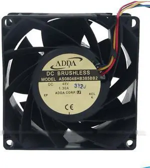 ADDA 8CM AS08048HB385BB2 Dual Balls bearing Cooler with 48V 1.30A   4 Wires