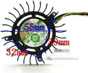 Original MAGIC  MGT6012YR-W10 Video Card Fan with 12V 0.30A 4 Wires 4Pins Connector