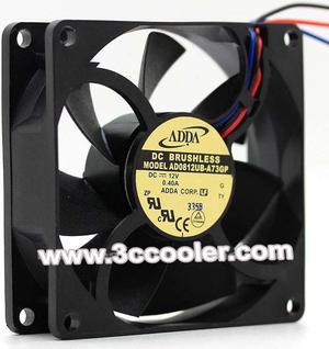 Original ADDA AD0812UB-A73GP 8025 12V 0.40A 3 Wires 3 Pins Dual Balls Bearing DC Fan